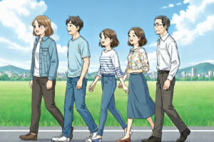 ウォーキングしている場面のイラスト